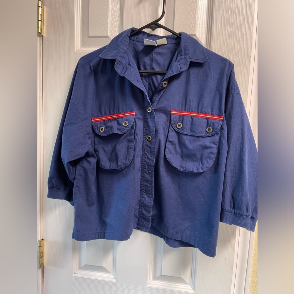 3/$30 ❤️Vintage 80s! Sudden Impact 3/4 Sleeve Button Up Shirt Size Medium